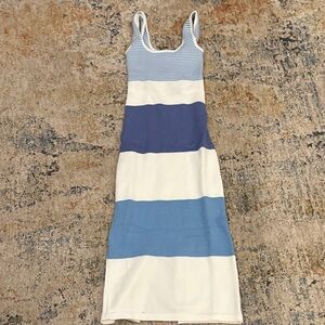 Lulu's Blue and White Striped Midi Dress